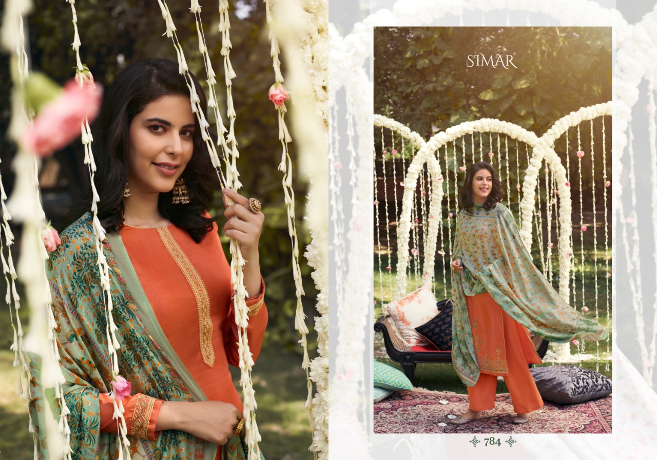 glossy misti silk decent embroidary look salwar suit catalog