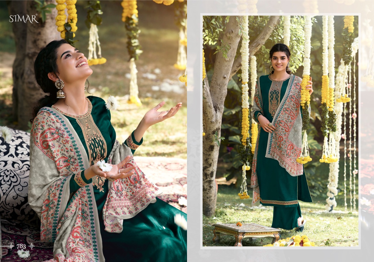 glossy misti silk decent embroidary look salwar suit catalog