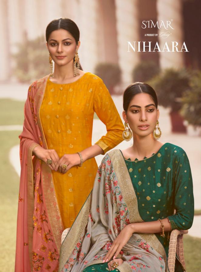 glossy nihaara viscose catchy look salwar suit catalog