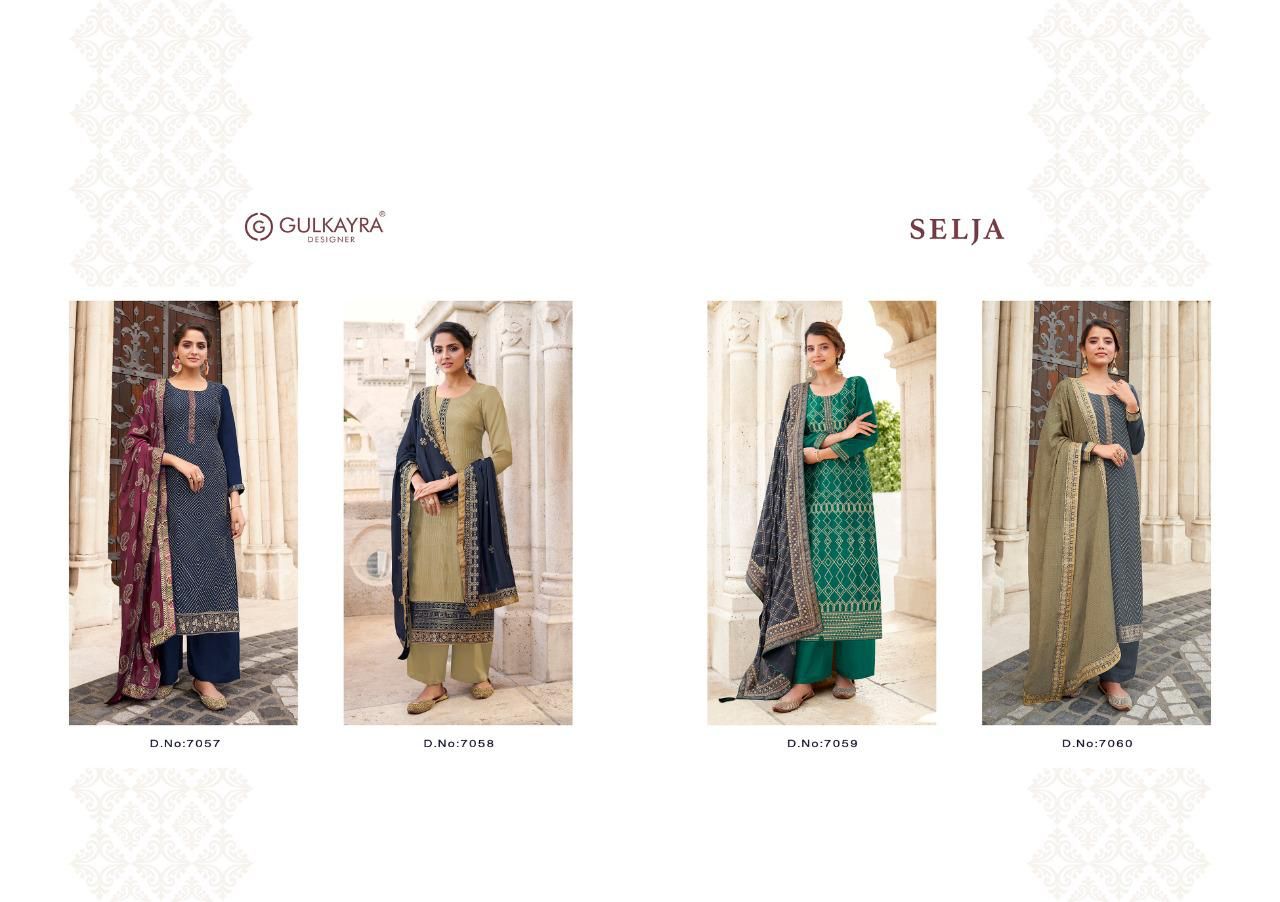 Gulkayra Designer selja chinon regal look salwar suit catalog