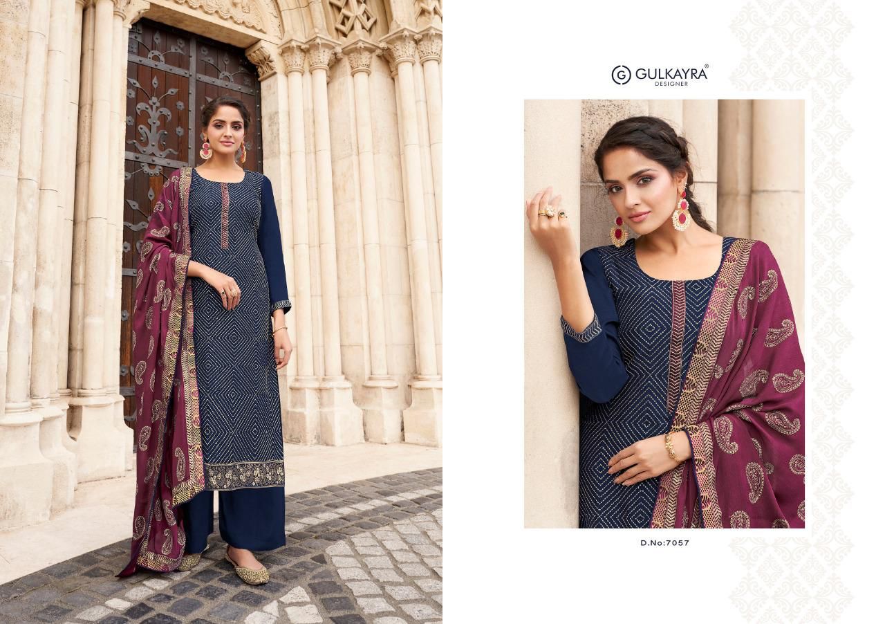 Gulkayra Designer selja chinon regal look salwar suit catalog