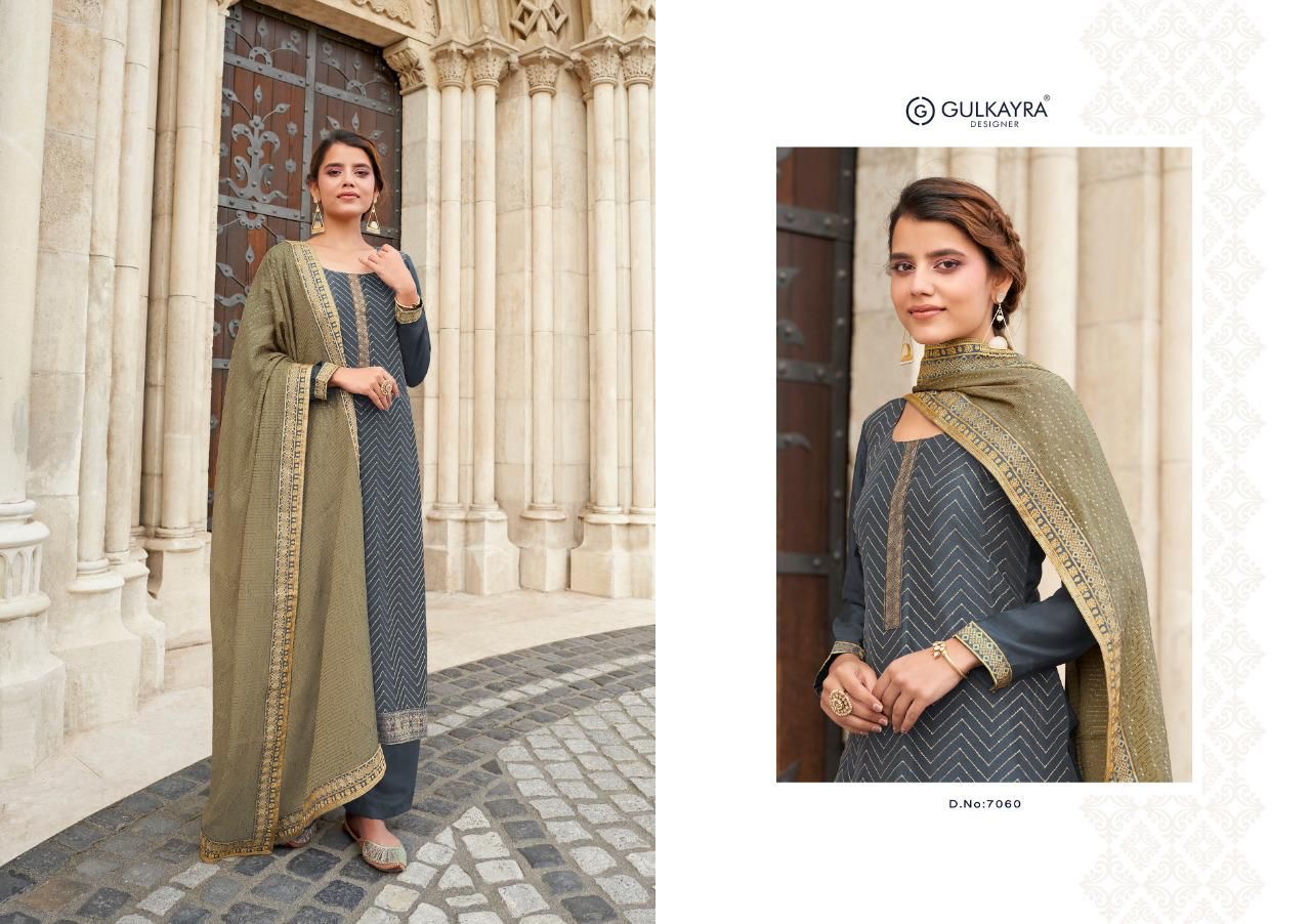 Gulkayra Designer selja chinon regal look salwar suit catalog