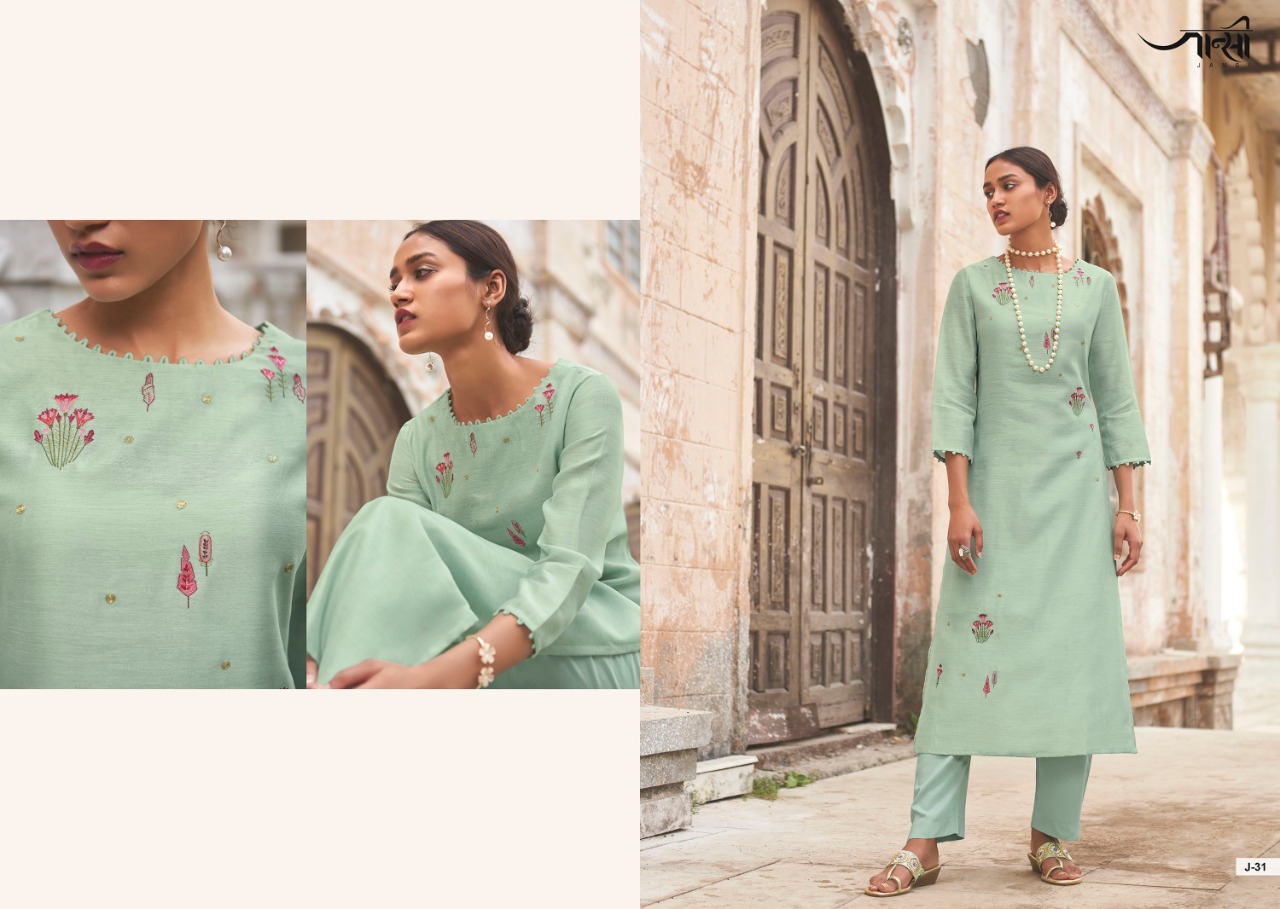 jansi aabhushan silk decent embroidary look kurti with bottom catalog