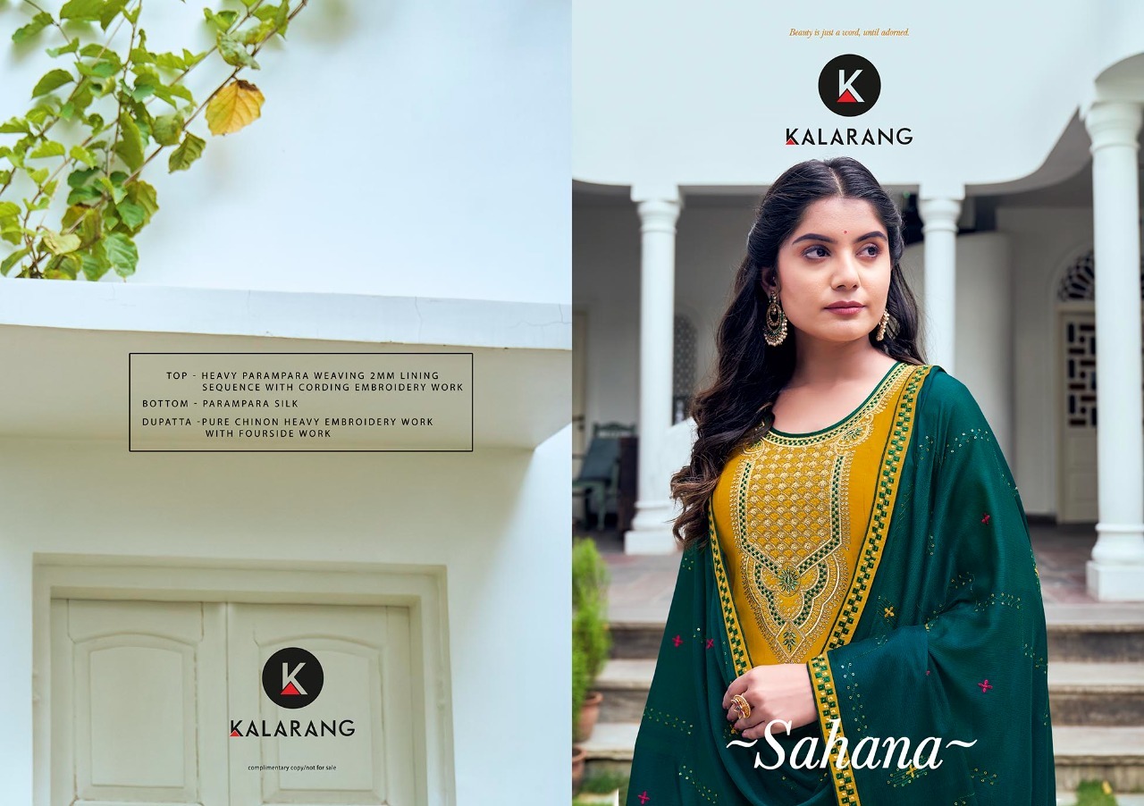 kalarang sahana silk astonish look salwar suit catalog