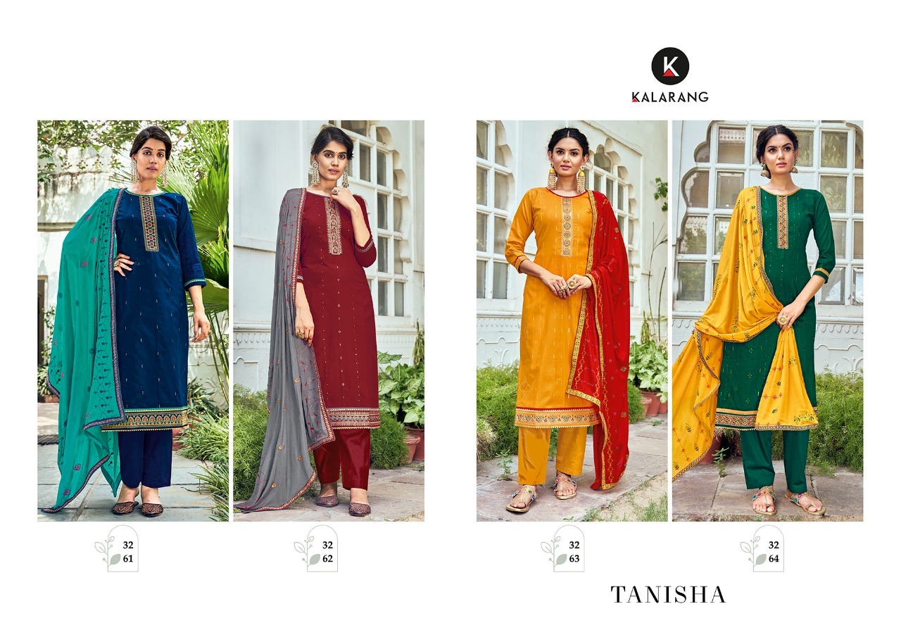 kalarang tanisha jam silk elegant look salwar suit catalog