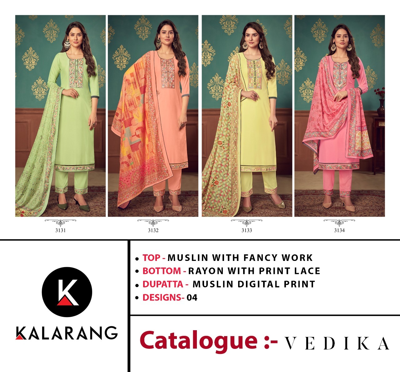 kalarang vedika muslin astonish look salwar suit catalog