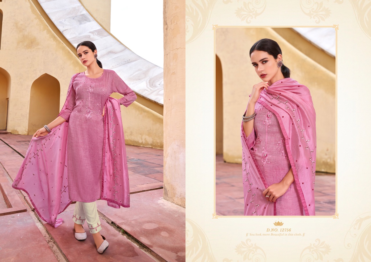 kalaroop by kajree aangan  graceful look kurti pant with dupatta catalog