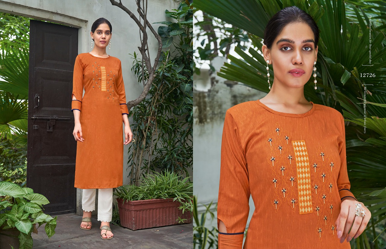 Kalaroop by Kajree broccoli 2 rayon decent look kurti  catalog