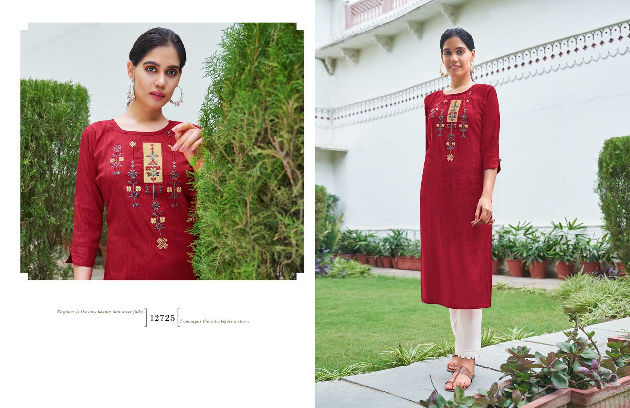 Kalaroop by Kajree broccoli 2 rayon decent look kurti  catalog