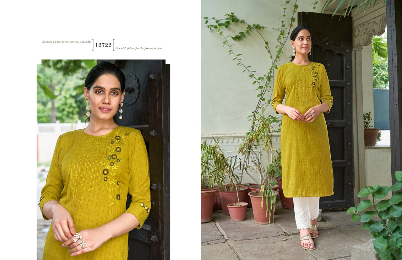 Kalaroop by Kajree broccoli 2 rayon decent look kurti  catalog