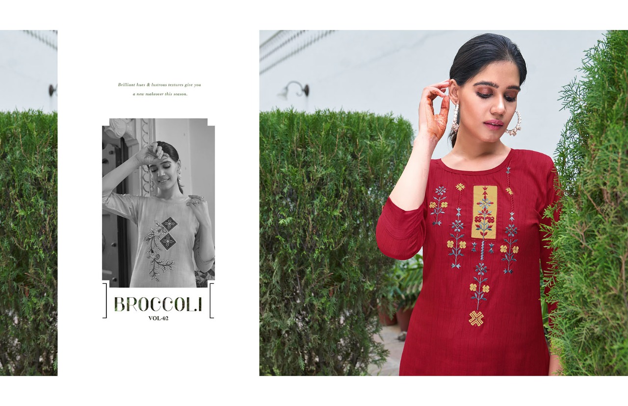 Kalaroop by Kajree broccoli 2 rayon decent look kurti  catalog