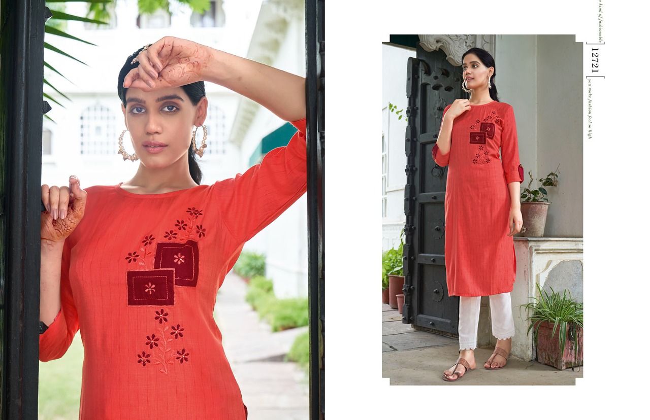 Kalaroop by Kajree broccoli 2 rayon decent look kurti  catalog