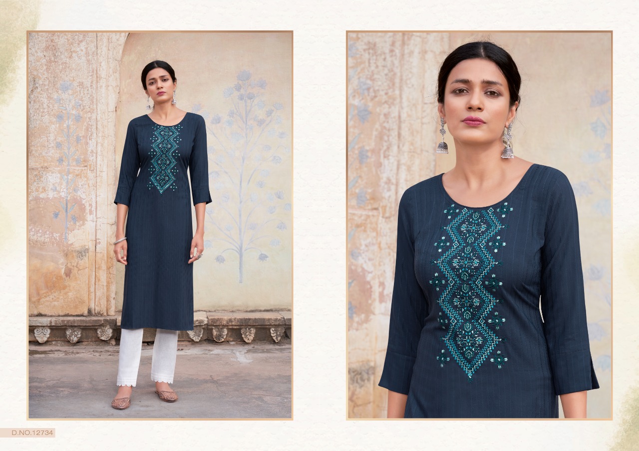 kalaroop by kajree Fancy pili 4 Lining decent look kurti catalog