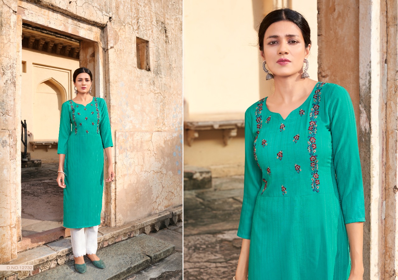 kalaroop by kajree Fancy pili 4 Lining decent look kurti catalog