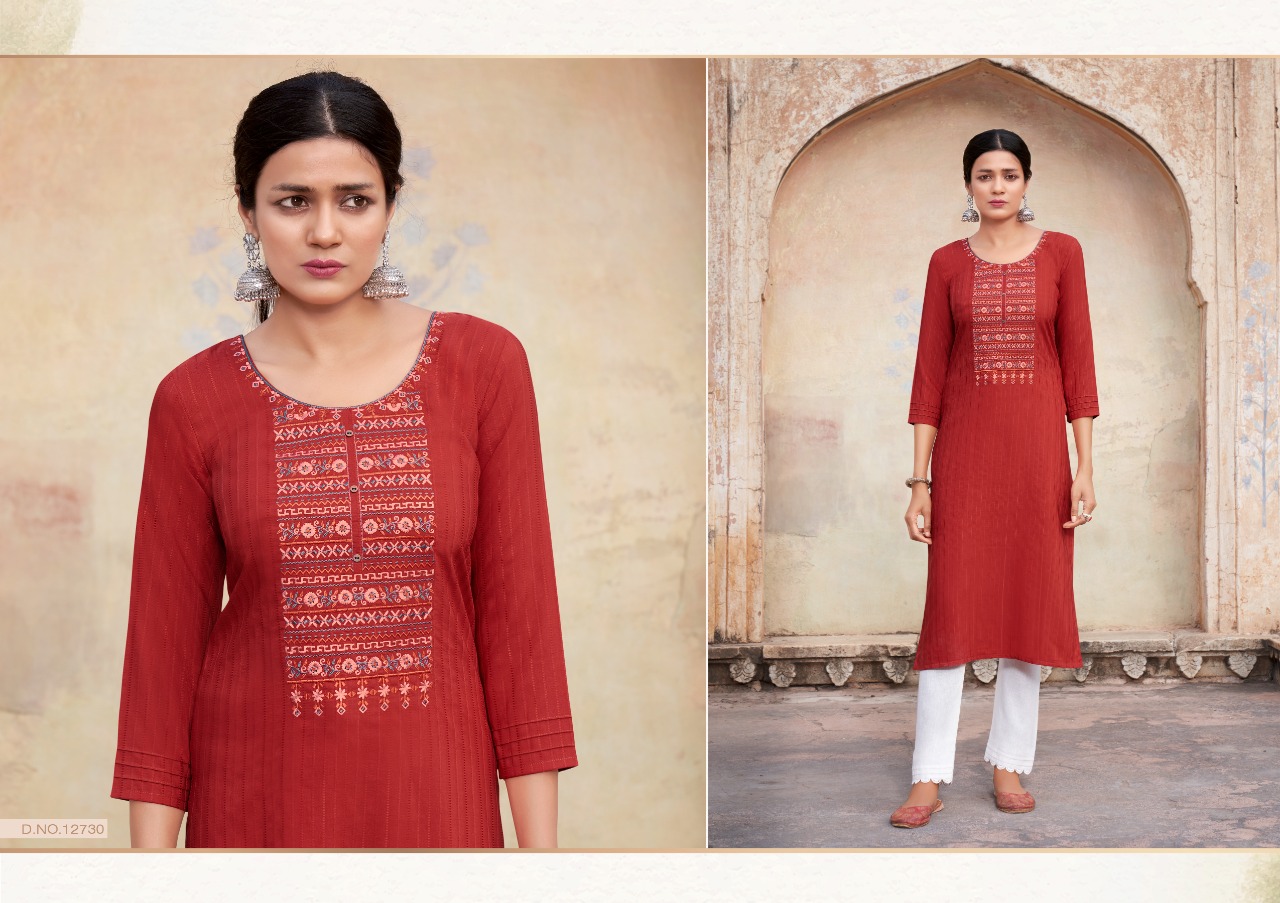 kalaroop by kajree Fancy pili 4 Lining decent look kurti catalog