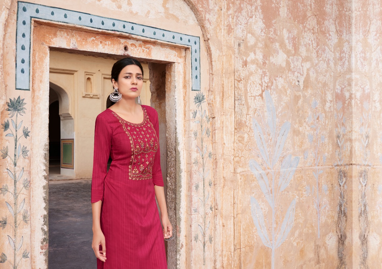 kalaroop by kajree Fancy pili 4 Lining decent look kurti catalog