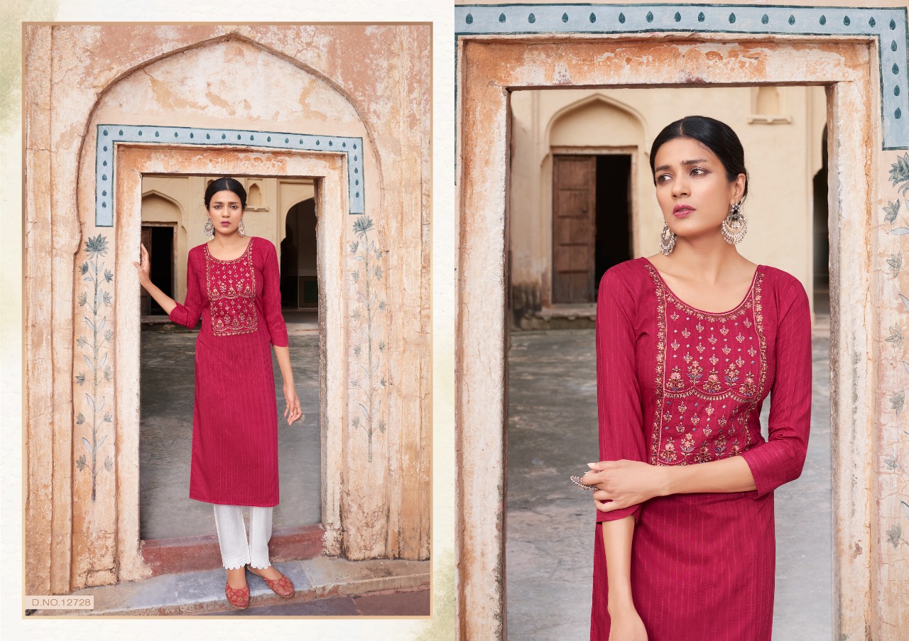 kalaroop by kajree Fancy pili 4 Lining decent look kurti catalog