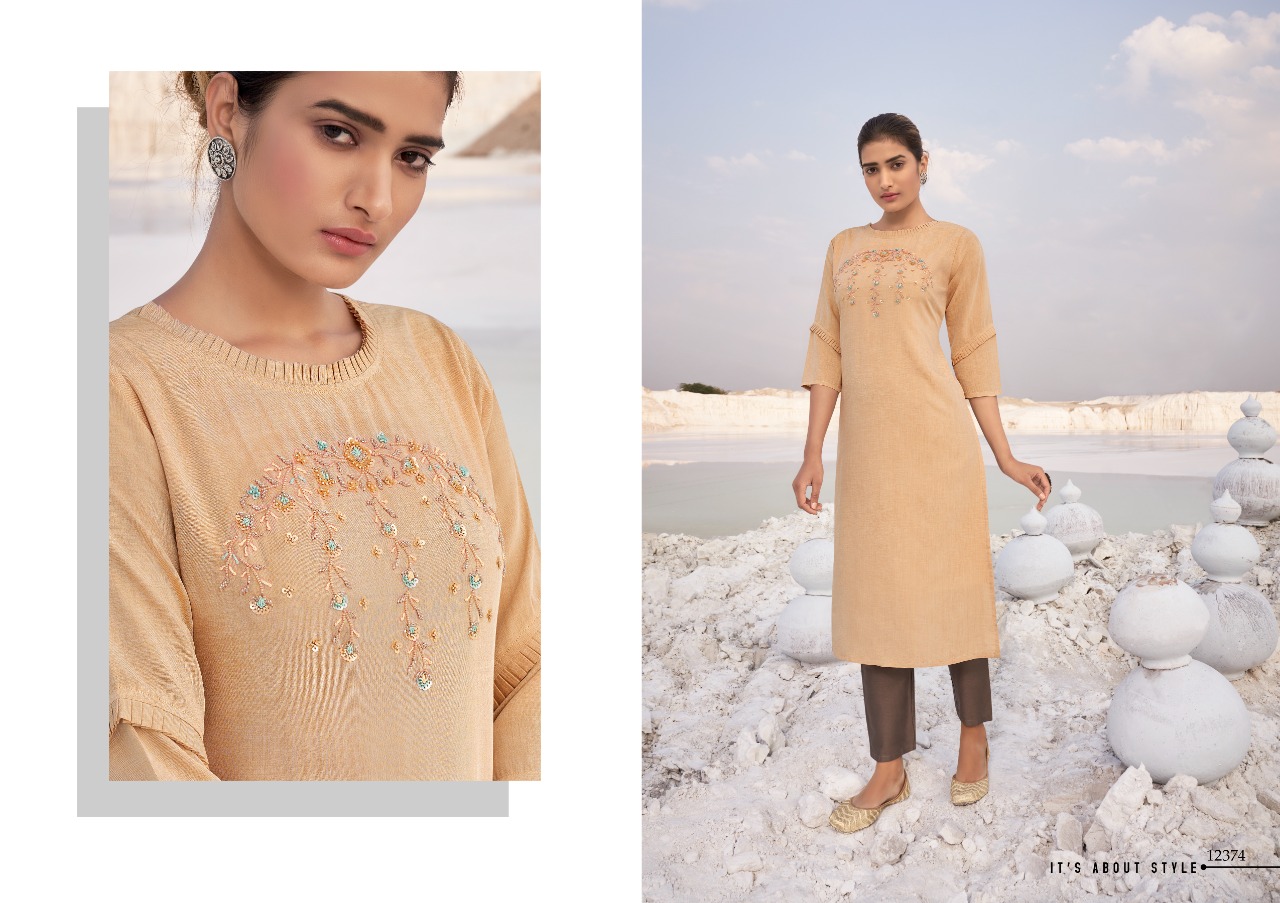 kalaroop by kajree Vision silk decent look kurti catalog