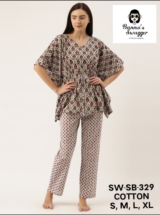 BANNOS SWAGGER kaftan pyjama cotton catchy look night dress catalog