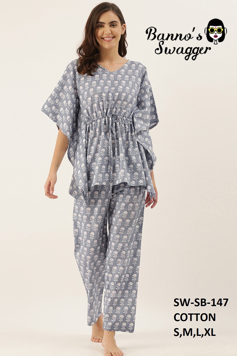 BANNOS SWAGGER kaftan pyjama cotton catchy look night dress catalog