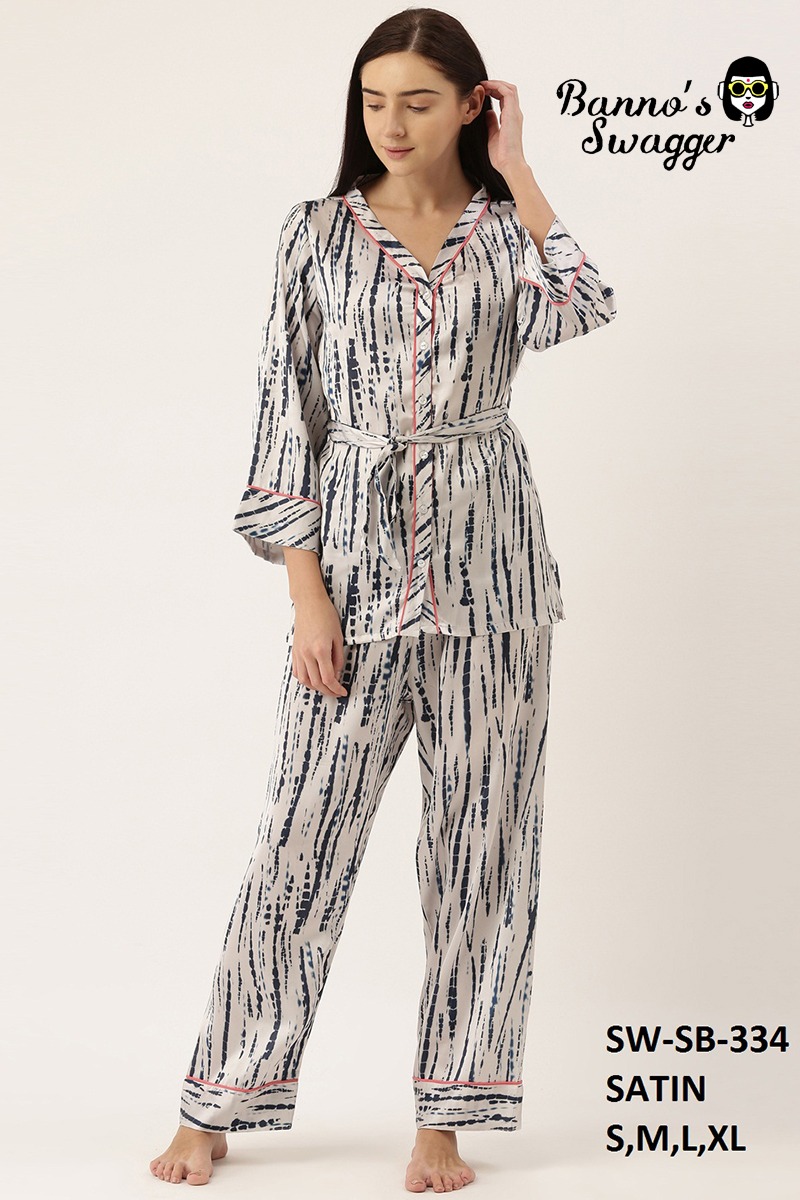 BANNOS SWAGGER pj set satin decent look night dress catalog