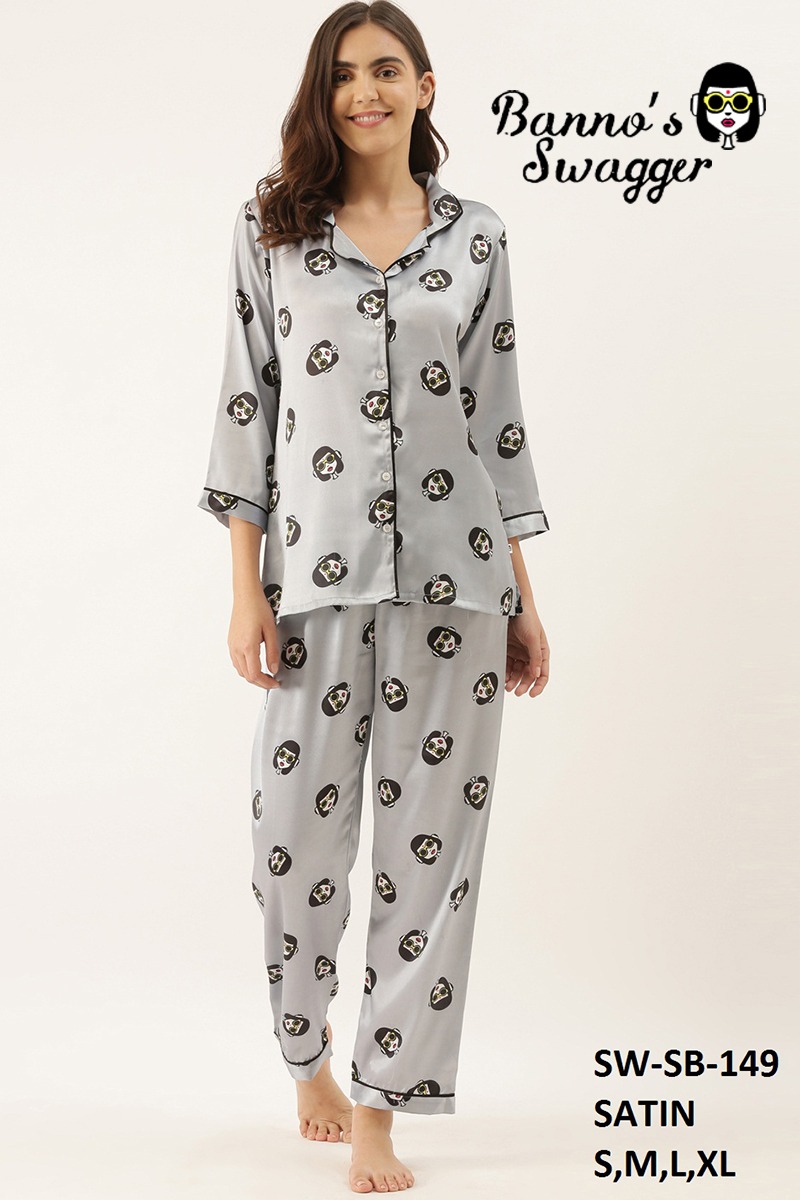 BANNOS SWAGGER pj set satin decent look night dress catalog