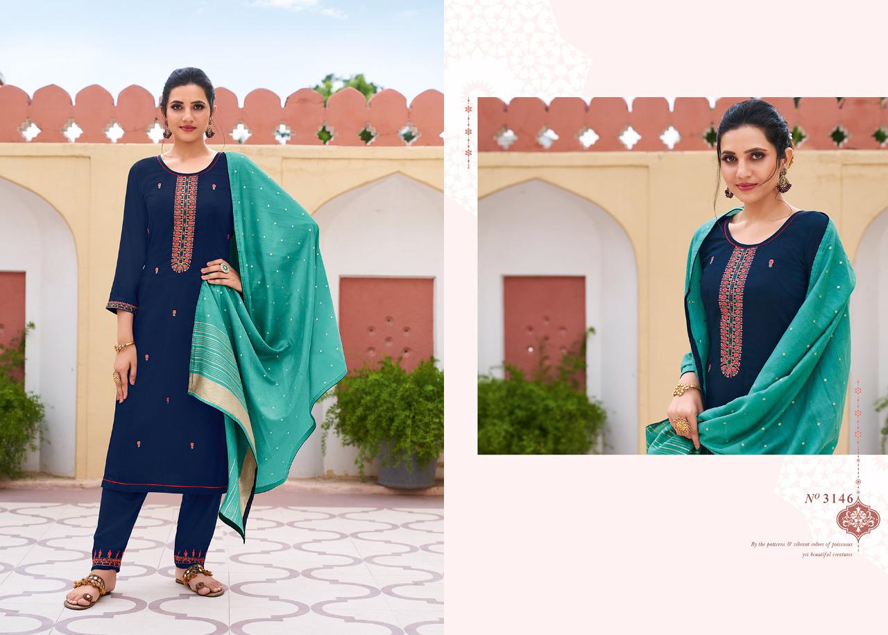 kessi rangoon glory silk decent look top bottom with dupatta catalog