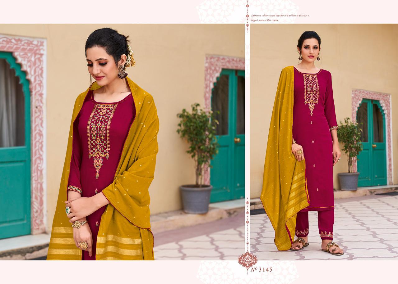 kessi rangoon glory silk decent look top bottom with dupatta catalog