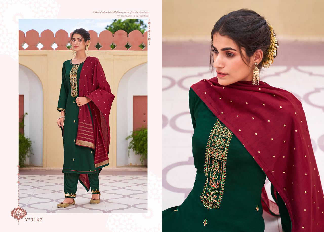 kessi rangoon glory silk decent look top bottom with dupatta catalog