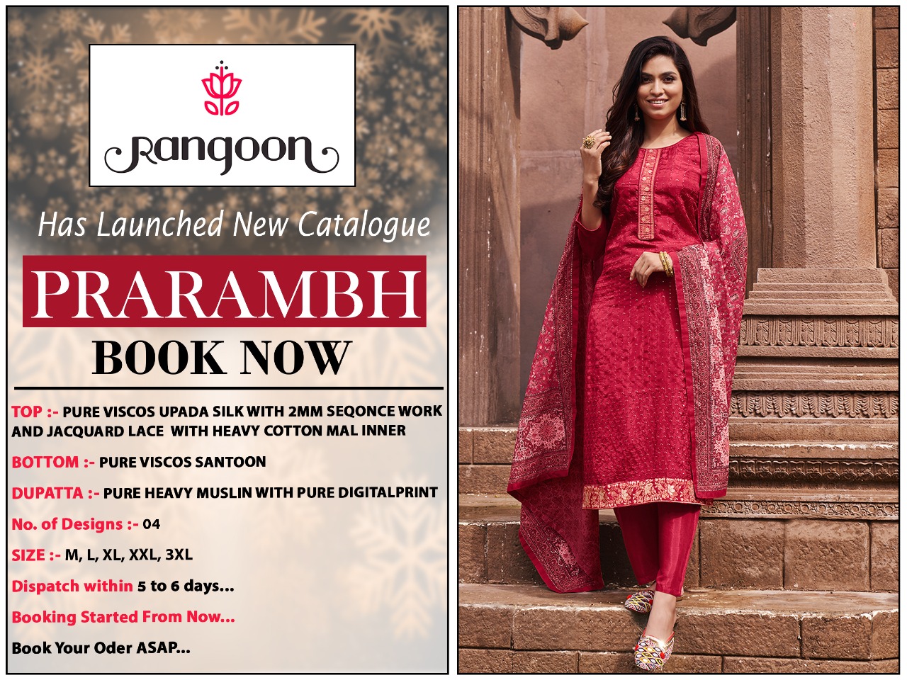 kessi rangoon prarambh viscose astonishing top Bottom with dupatta catalog