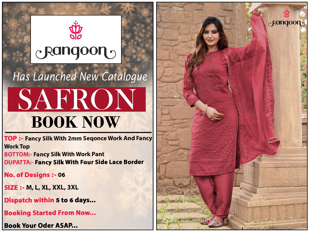 Kessi rangoon safron fancy silk catchy look kurti bottom with dupatta catalog