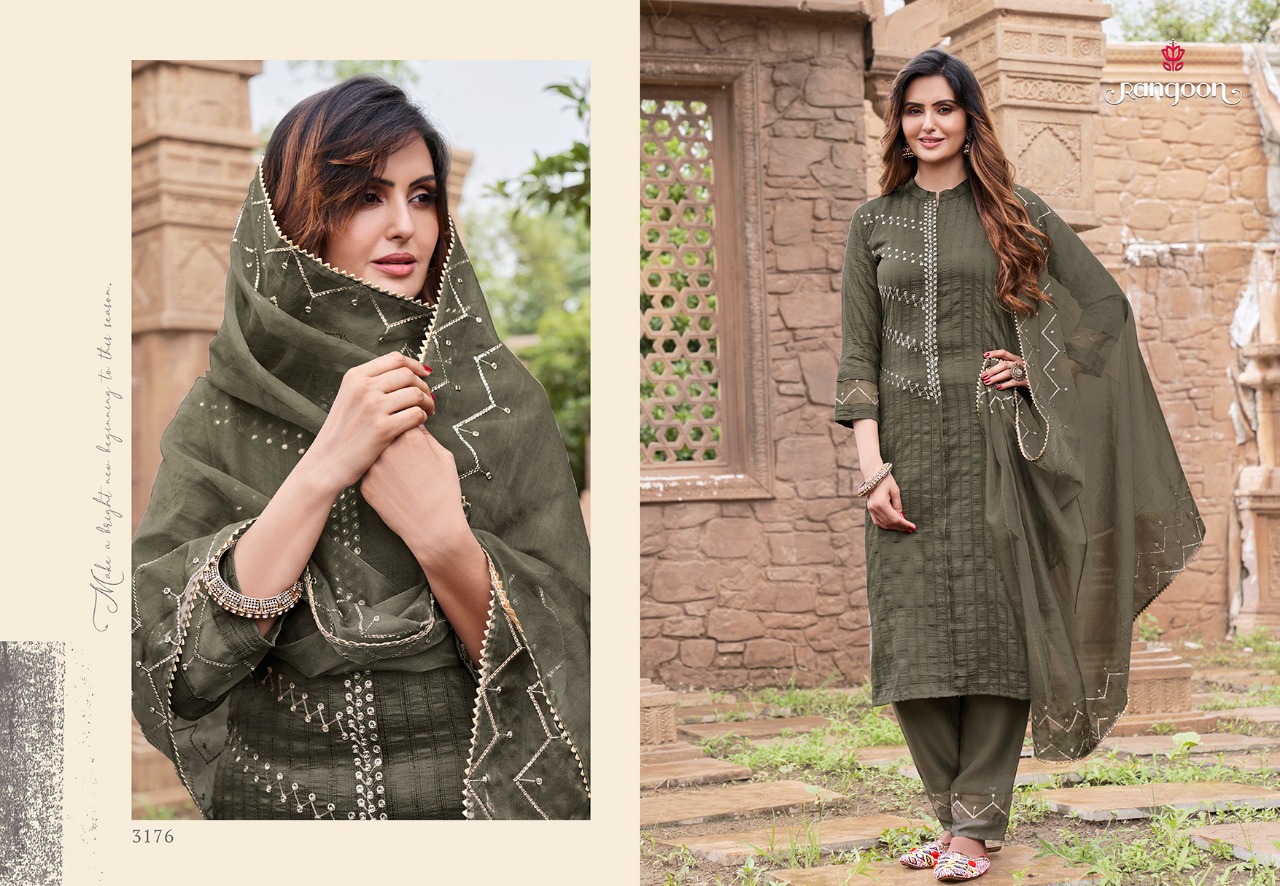 Kessi rangoon safron fancy silk catchy look kurti bottom with dupatta catalog