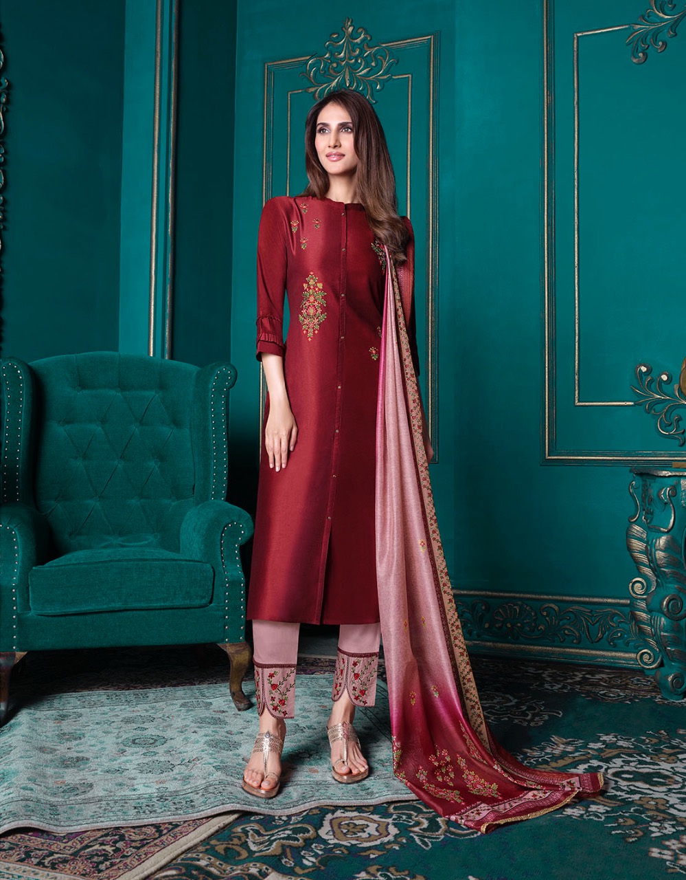 lilly and lali shringar silk astonish style kurti bottom with dupatta catalog