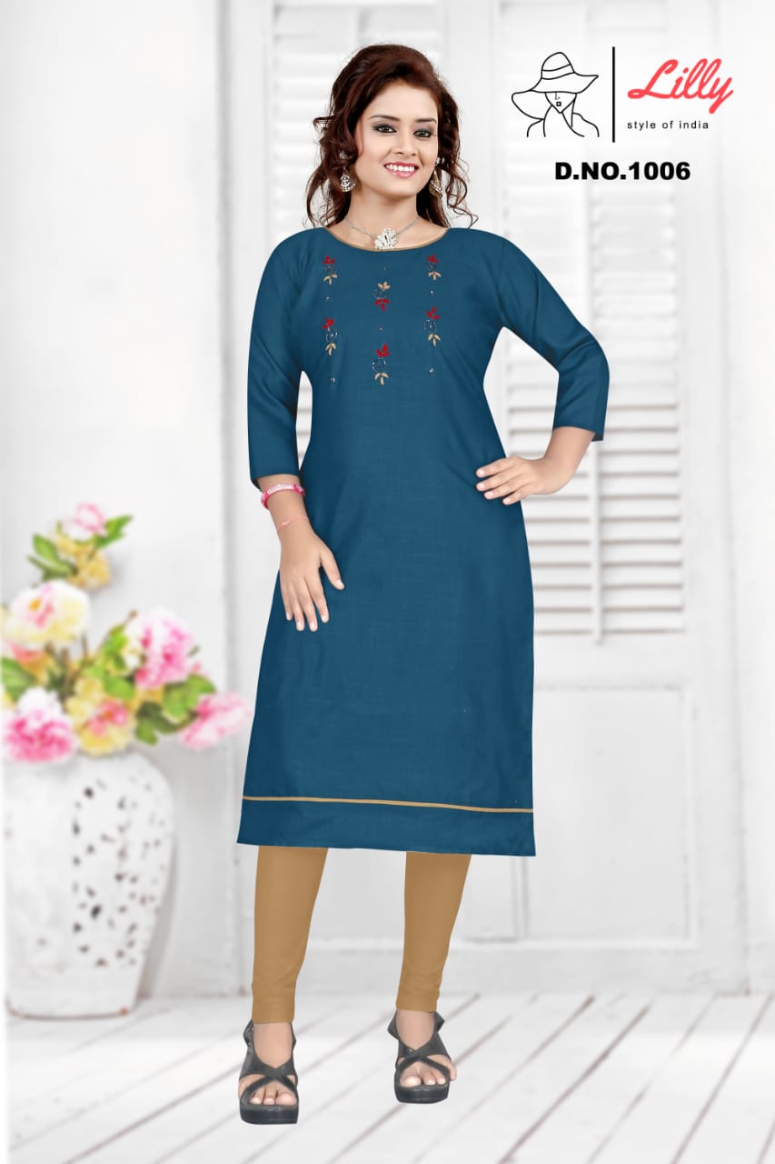 lilly style of india keerthi cotton astonishing kurti catalog