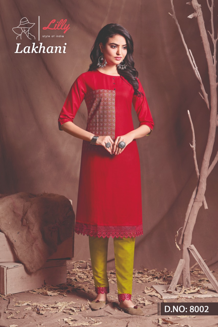 lilly style of india lakhani viscose astonishing look kurti with pant catalog