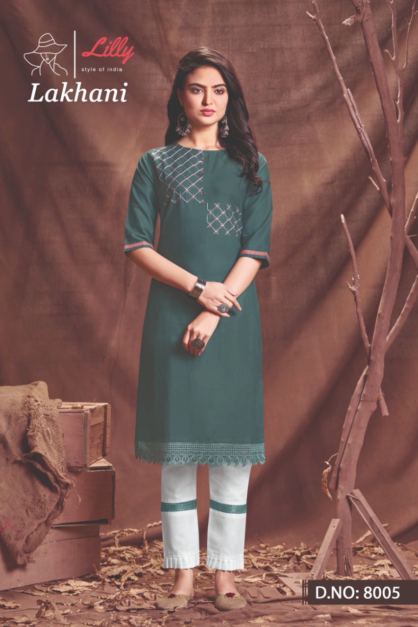 lilly style of india lakhani viscose astonishing look kurti with pant catalog