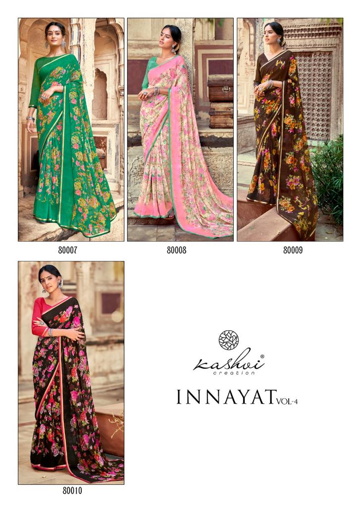 lt kashvi creation innayat vol 4 chiffon  elegant saree catalog