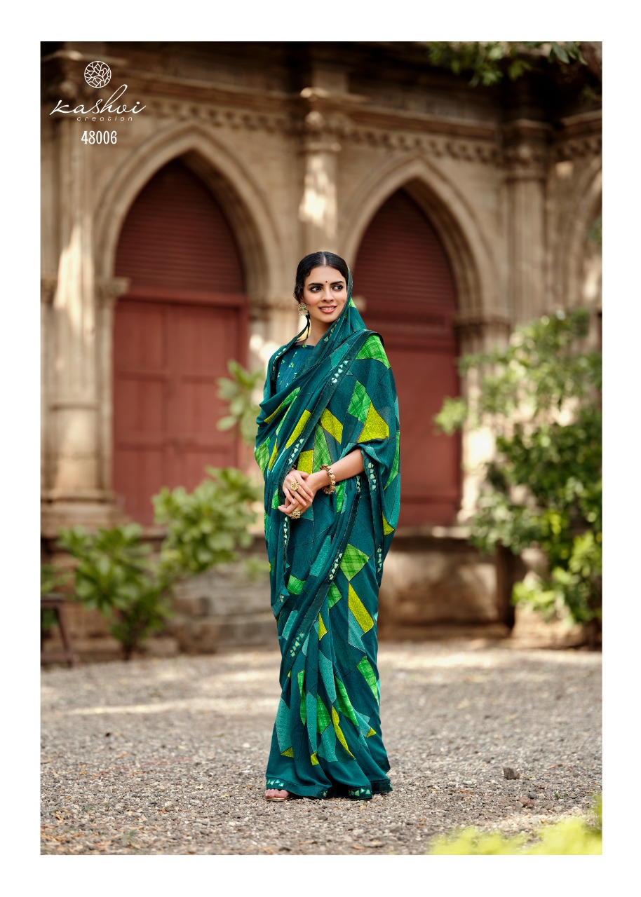 lt kashvi creation jasleen georgget elegant print saree catalog