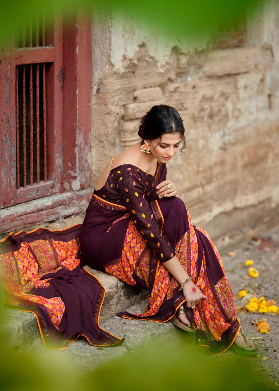 lt kashvi creation jasleen georgget elegant print saree catalog