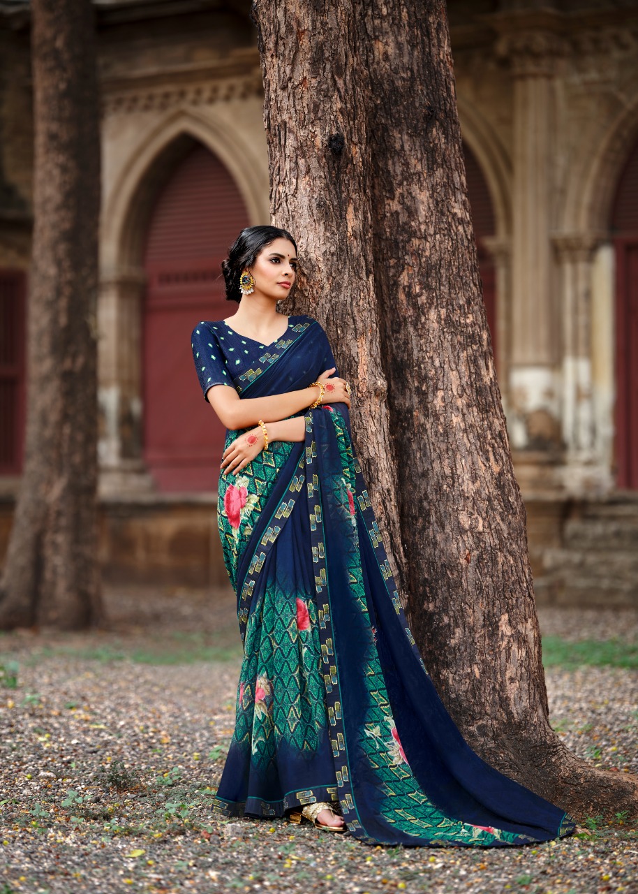 lt kashvi creation jasleen georgget elegant print saree catalog