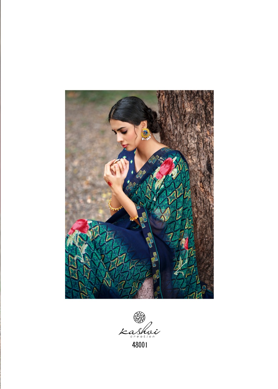 lt kashvi creation jasleen georgget elegant print saree catalog