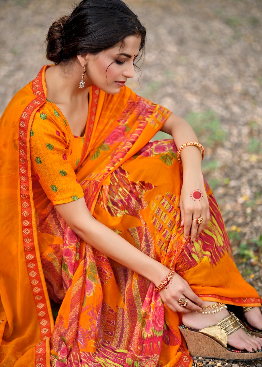 lt kashvi creation jasleen georgget elegant print saree catalog