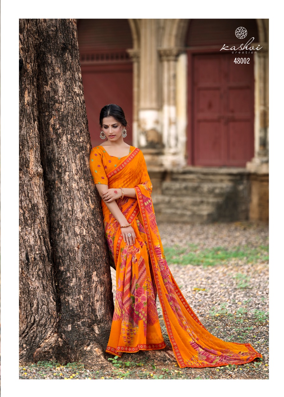 lt kashvi creation jasleen georgget elegant print saree catalog