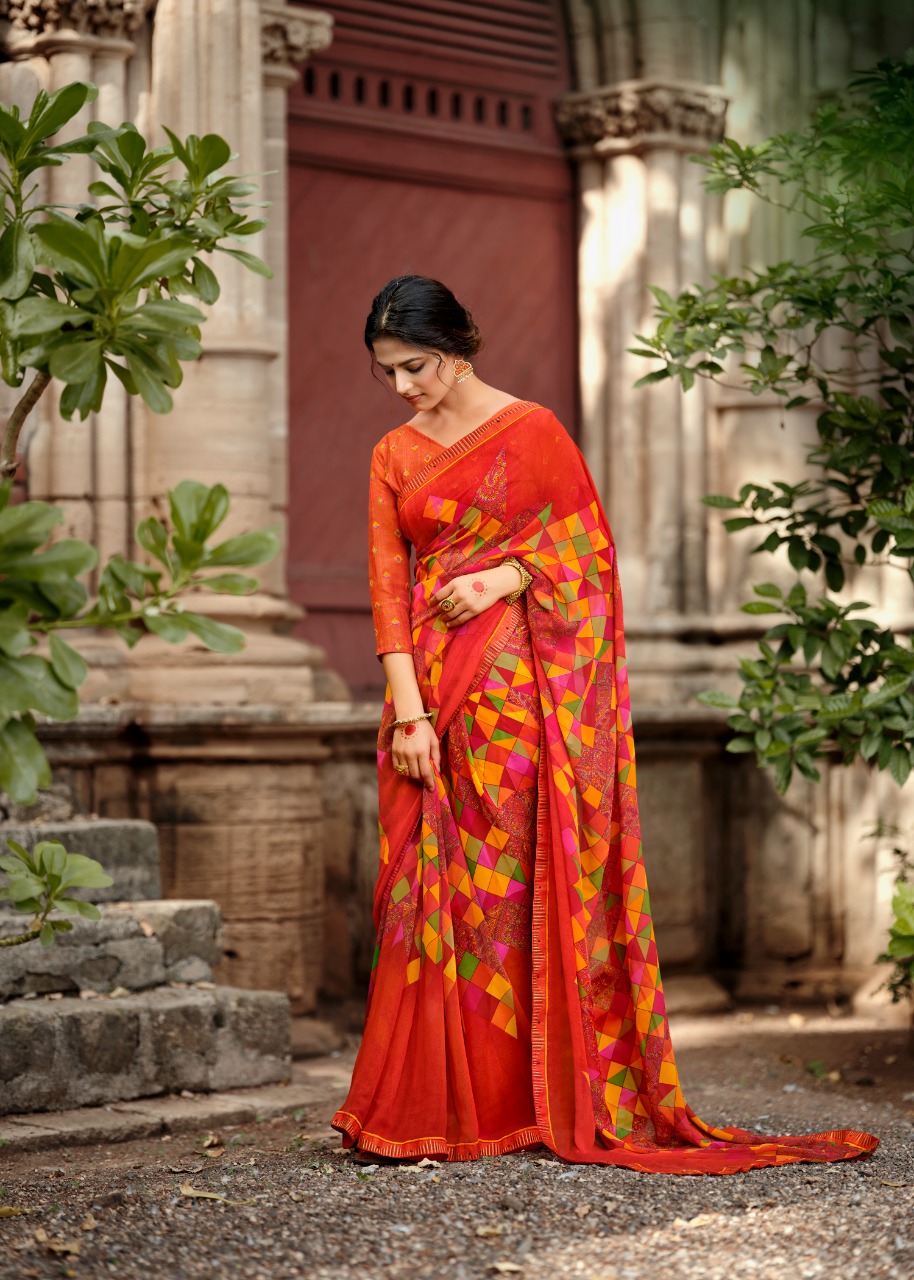 lt kashvi creation jasleen georgget elegant print saree catalog