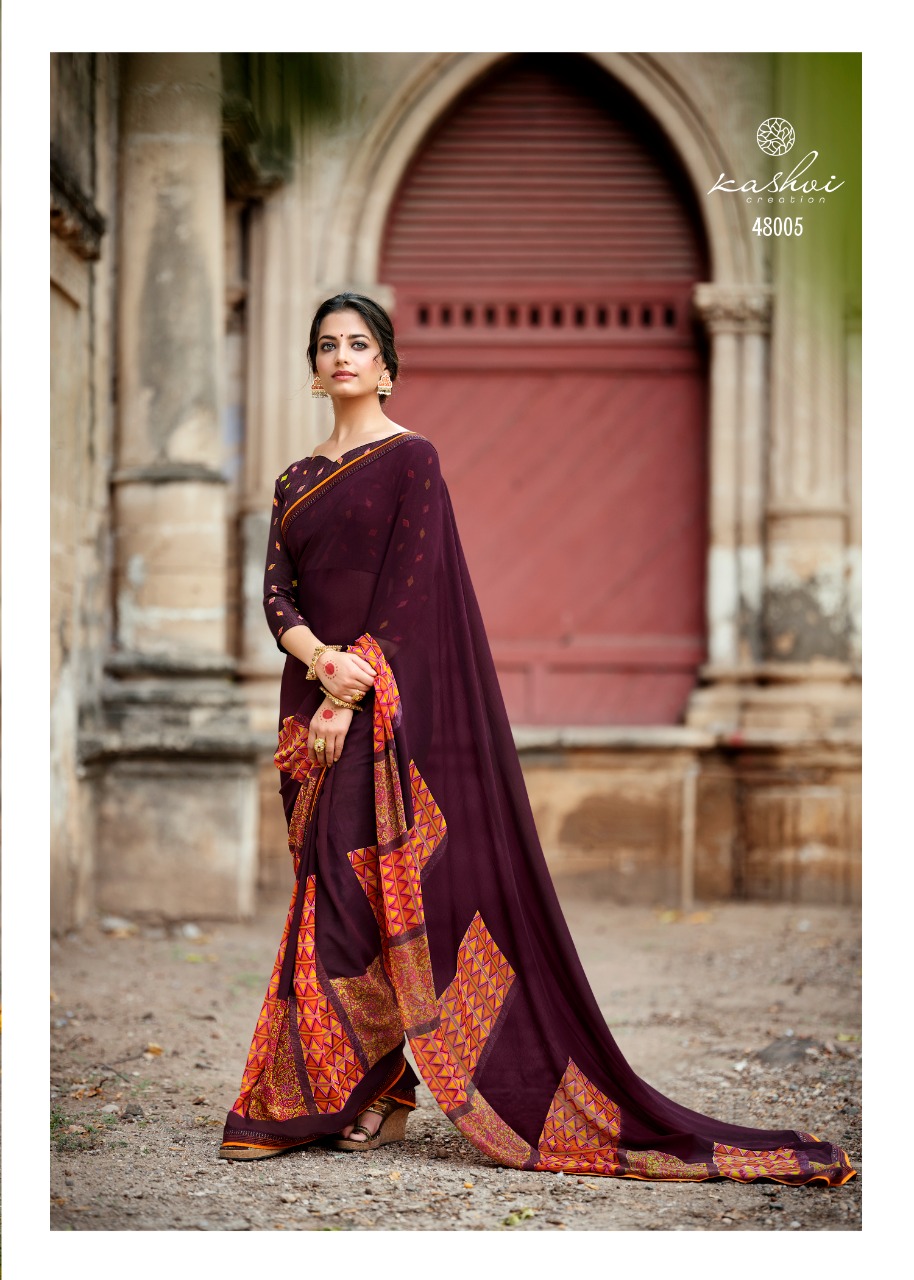 lt kashvi creation jasleen georgget elegant print saree catalog