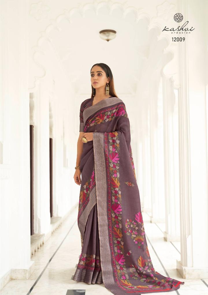 lt kashvi creation ransita linen astonishing saree catalog