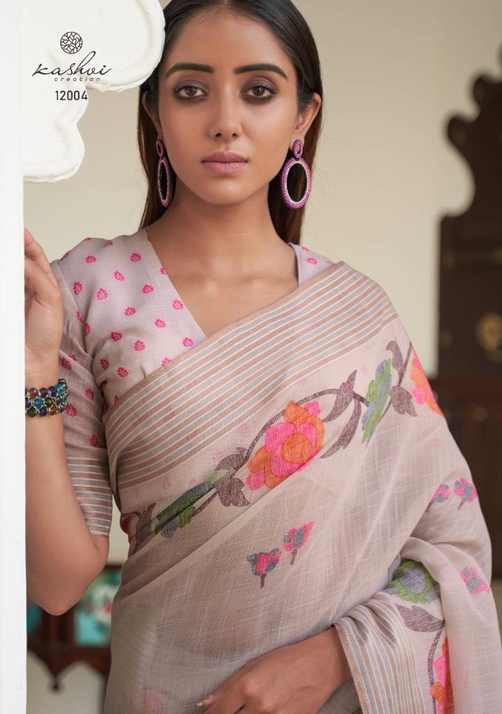 lt kashvi creation ransita linen astonishing saree catalog