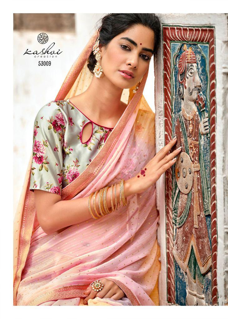 lt kashvi creation shraddha georgget elegant print saree catalog