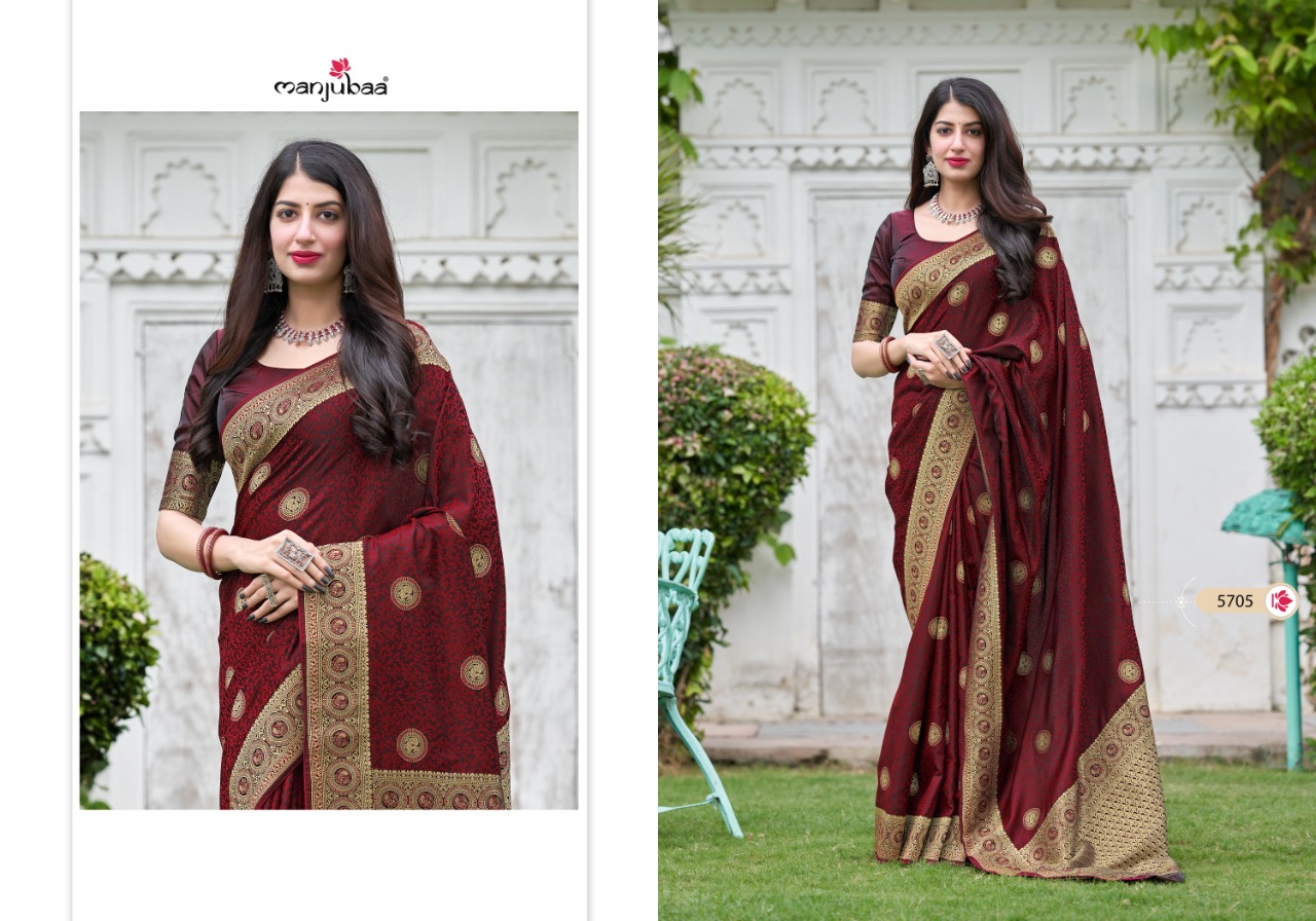 manjubaa clothing mahaganga silk series 5701 to 5708  regal look saree catalog