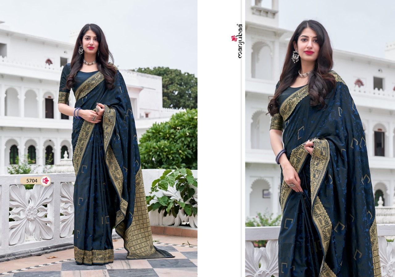 manjubaa clothing mahaganga silk series 5701 to 5708  regal look saree catalog